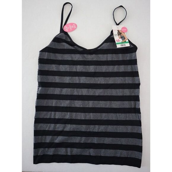 Maidenform 40931 Women's Sz L Gray/Black Striped Seamless Collection Camisole - Picture 1 of 2